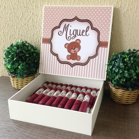 Caixa simples + 50 Charutos de Chocolate Recheados