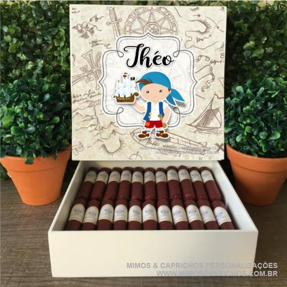 Caixa simples + 60 Charutos de Chocolate Recheados
