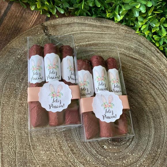 Caixinha Baby Acetato com 3 Charutos de Chocolate - Páscoa