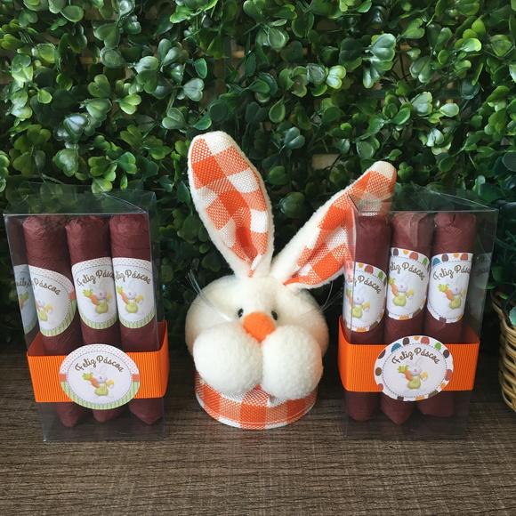 Caixinha Baby Acetato com 3 Charutos de Chocolate - Páscoa