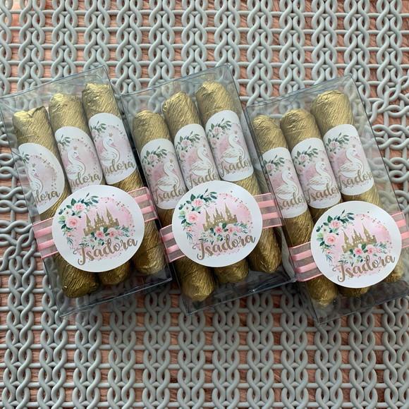 Caixinha Baby Acetato com 3 Charutos de Chocolate Dourado