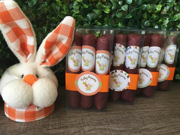Caixinha Baby Acetato com 3 Charutos de Chocolate - Páscoa