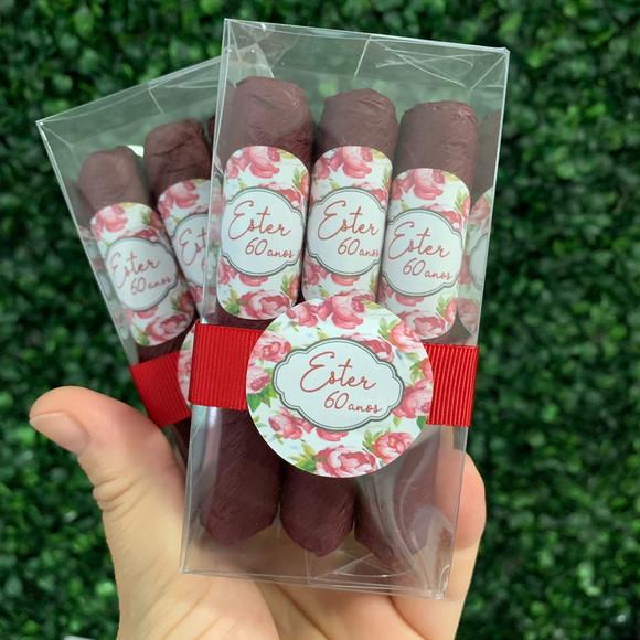 Caixinha Baby Acetato com 3 Charutos de Chocolate Recheados