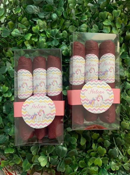 Caixinha Baby Acetato com 3 Charutos de Chocolate Recheados