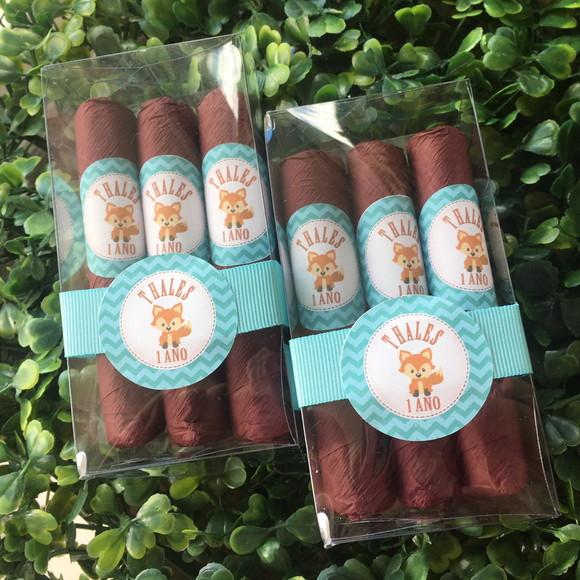 Caixinha Baby Acetato com 3 Charutos de Chocolate Recheados