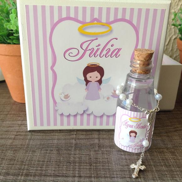 Caixinha Mini Terço Batizado Anjinha Padrinhos Madrinha