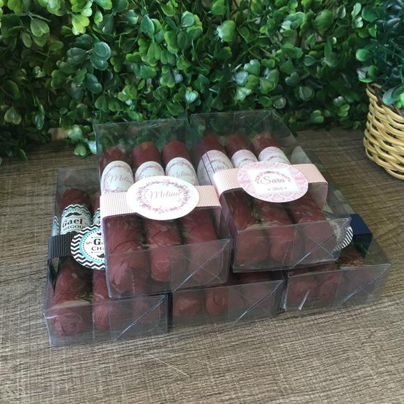 Caixinha Baby Acetato com 3 Charutos de Chocolate Recheados