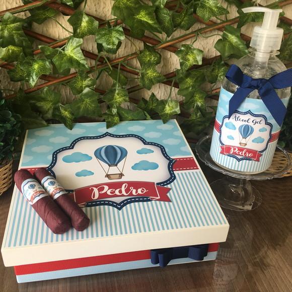 Kit Caixa Luxo + 40 Charutos Chocolate + Álcool Gel 500ml