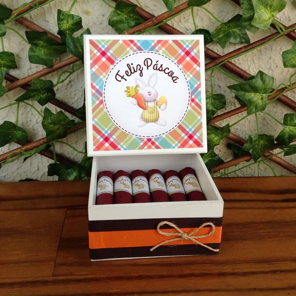Mini Caixa + 10 Charutos Chocolate Páscoa