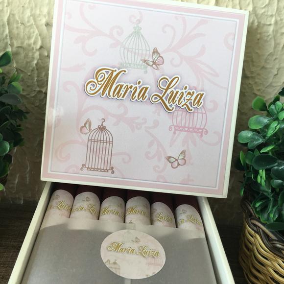 Mini Caixa Charutos Chocolate Gaiolinha Rosa