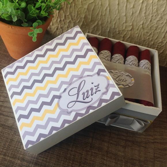 Mini Caixa de Charutos Chocolate Chevron