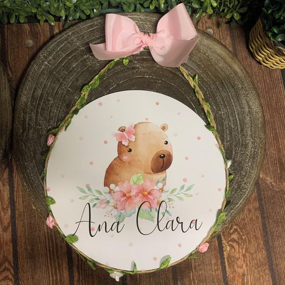 Placa Redonda Porta Maternidade Especial Folhas e Flores