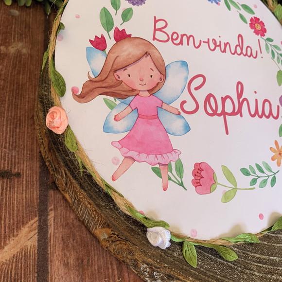Placa Redonda Porta Maternidade Especial Folhas e Flores