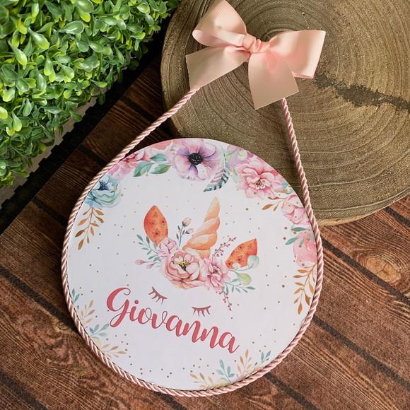 Placa Redonda Porta Maternidade Floral