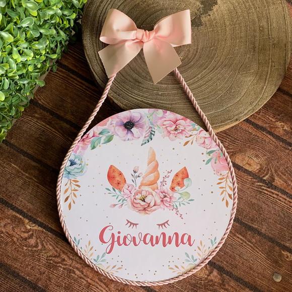 Placa Redonda Porta Maternidade Floral