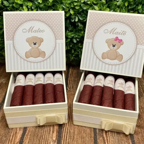 2 Mini Caixas + 15 Charutos Chocolate Gêmeos