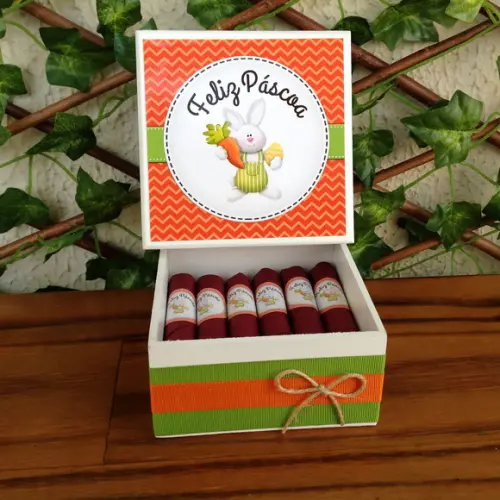 2 Mini Caixas + 10 Charutos Chocolate Páscoa