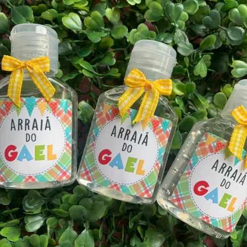 Alcool Gel 35 ml Personalizado com Lacinho Festa Junina