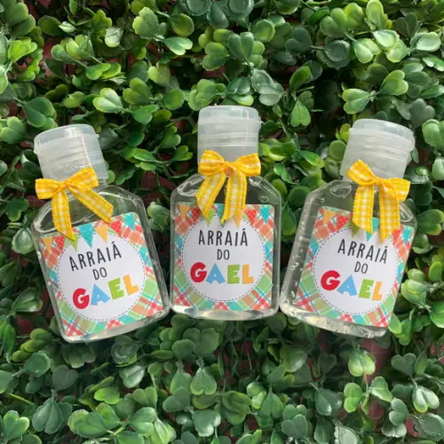 Alcool Gel 35 ml Personalizado com Lacinho Festa Junina