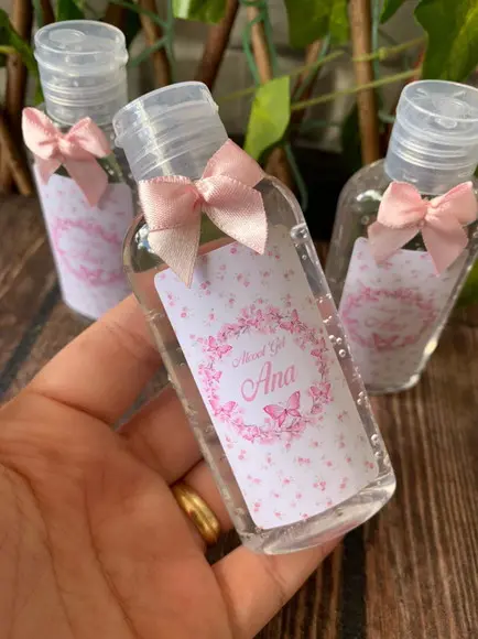 Alcool Gel 60 ml Personalizado com lacinho