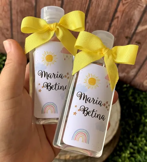 Alcool Gel 60 ml Personalizado Laço de Fita Gorgurão