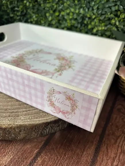 Bandeja mdf Personalizada - G 30x22x5cm - Flores