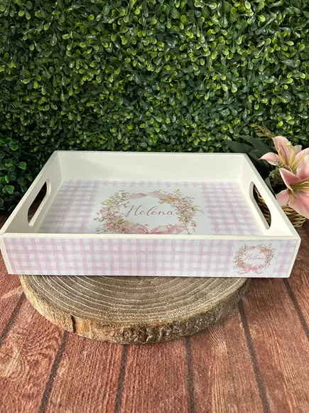 Bandeja mdf Personalizada - G 30x22x5cm - Flores
