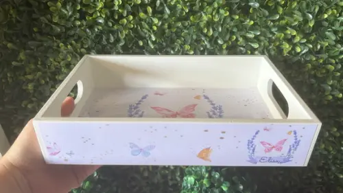 Bandeja mdf Personalizada - P 25x16x5cm - Borboletas