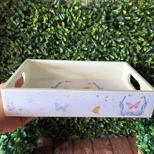 Bandeja mdf Personalizada - P 25x16x5cm - Borboletas