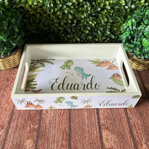 Bandeja mdf Personalizada - P 25x16x5cm - Dino