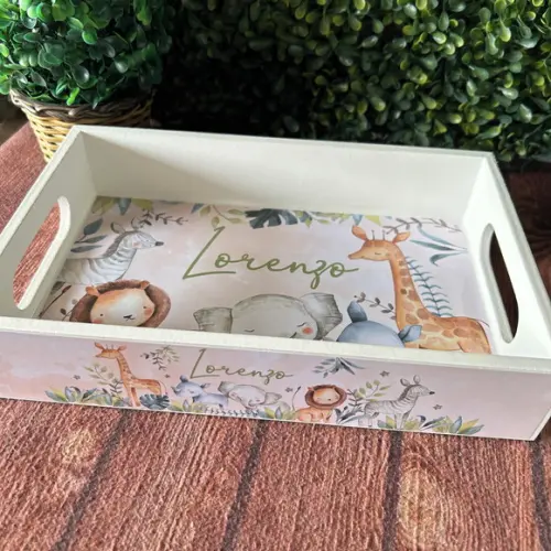 Bandeja mdf Personalizada - P 25x16x5cm - Safari Novo