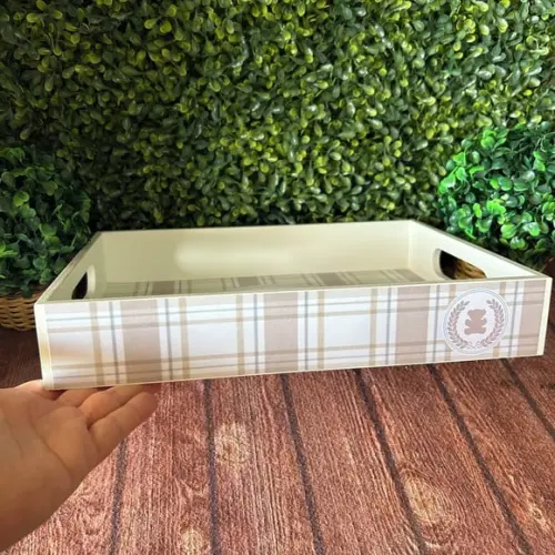 Bandeja mdf Personalizada - P 25x16x5cm - Ursinho Xadrez