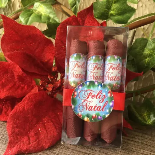 Caixinha Baby Acetato com 3 Charutos de Chocolate - Natal