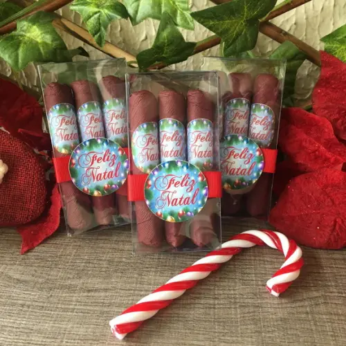 Caixinha Baby Acetato com 3 Charutos de Chocolate - Natal