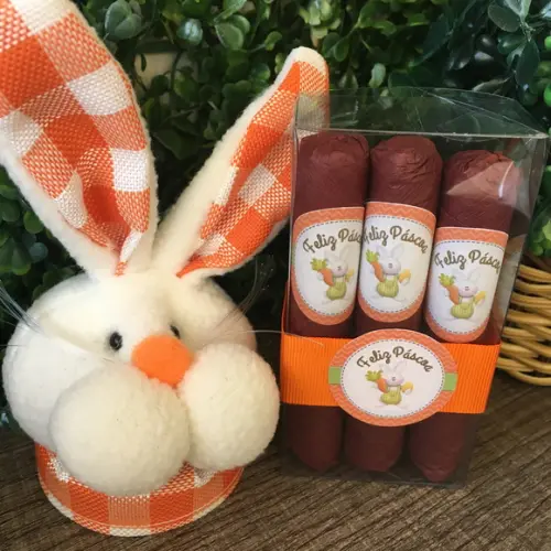 Caixinha Baby Acetato com 3 Charutos de Chocolate - Páscoa