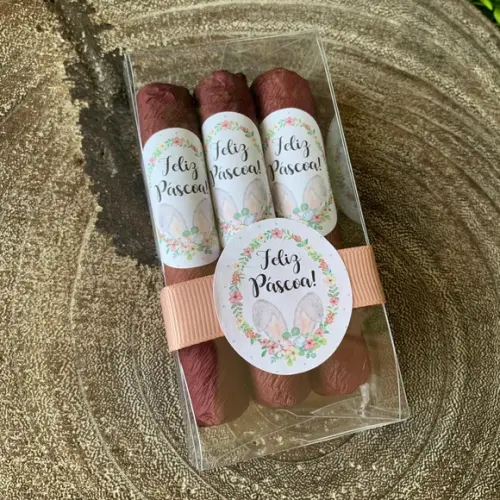 Caixinha Baby Acetato com 3 Charutos de Chocolate - Páscoa