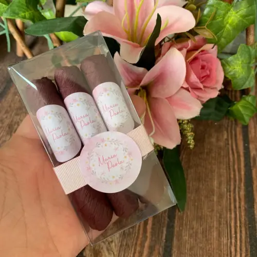 Caixinha Baby Acetato com 3 Charutos de Chocolate Recheados