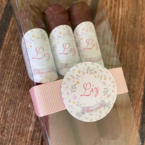 Caixinha Baby Acetato com 3 Charutos de Chocolate Recheados