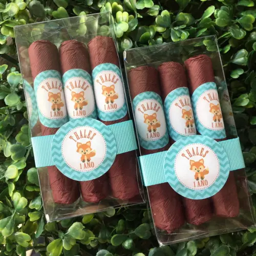 Caixinha Baby Acetato com 3 Charutos de Chocolate Recheados
