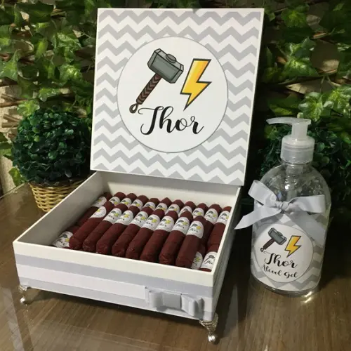 Kit Caixa Premium + 30 Charutos Chocolate + Álcool Gel 500ml
