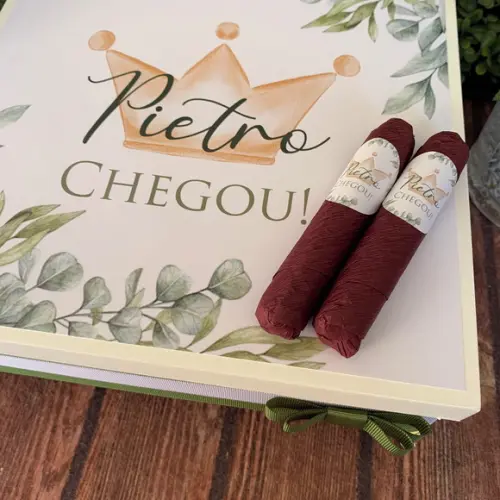 Kit Caixa Premium + 40 Charutos Chocolate + Álcool Gel 500ml
