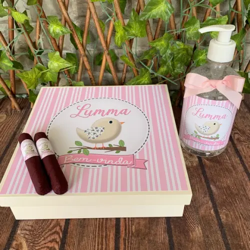 Kit Caixa Simples + 40 Charutos Chocolate + Álcool Gel 500ml