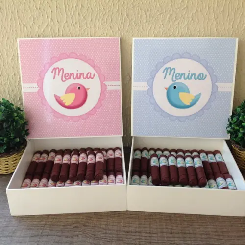 Kit Caixa Simples + 60 Charutos de Chocolate - Gêmeos