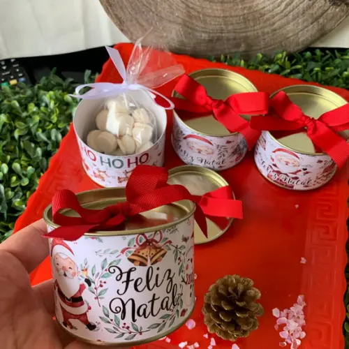 Latinha Personalizada com Suspiros - Tubolata 7x5cm - Natal
