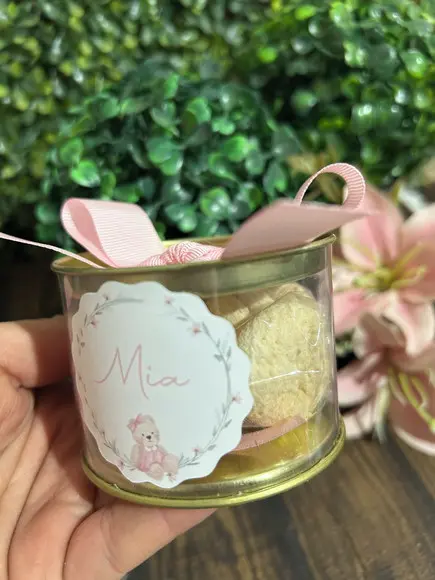 Latinha Transparente com Bolachinhas 7x5cm