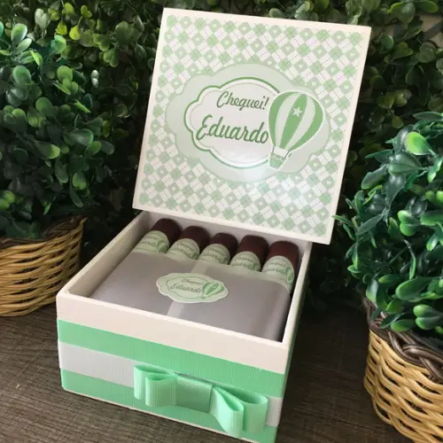 Mini Caixa Charutos Chocolate Balão Verde