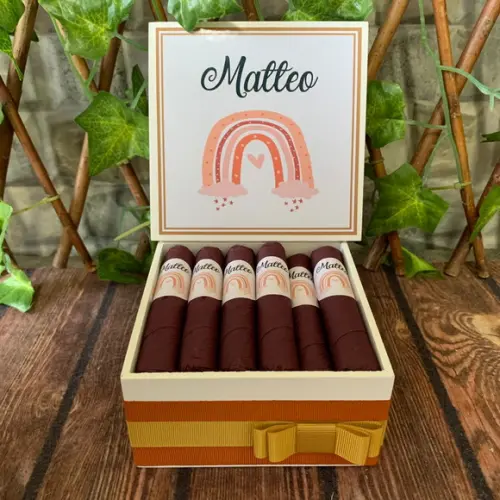 Mini Caixa Charutos Chocolate Boho Arco iris