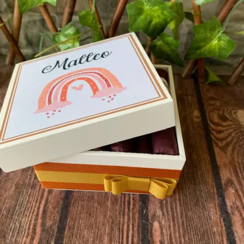 Mini Caixa Charutos Chocolate Boho Arco iris