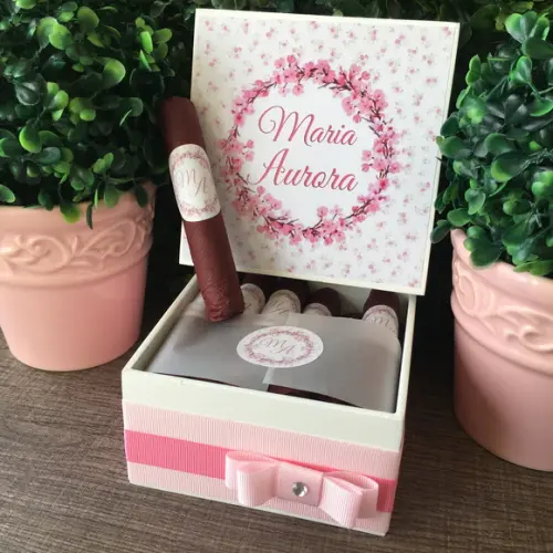 Mini Caixa Charutos Chocolate floral