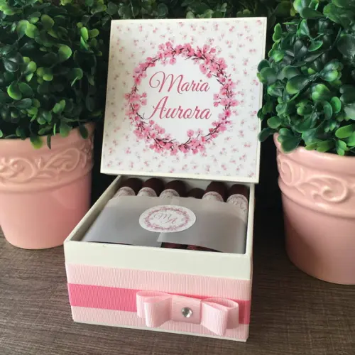 Mini Caixa Charutos Chocolate floral